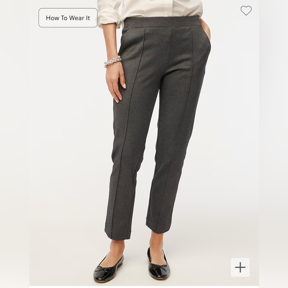 J. Crew Pintuck pull on front seam trousers in heather charcoal gray size medium